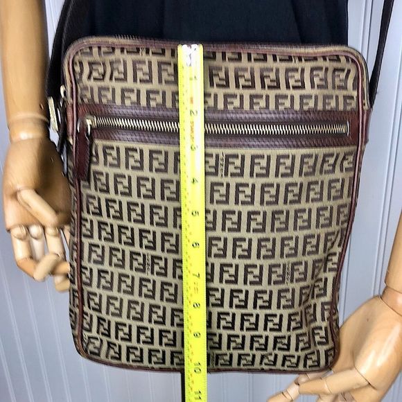 FENDI Zucca Canvas & Leather Crossbody Messenger Shoulder Bag Large Size Vintage - Picture 10 of 17